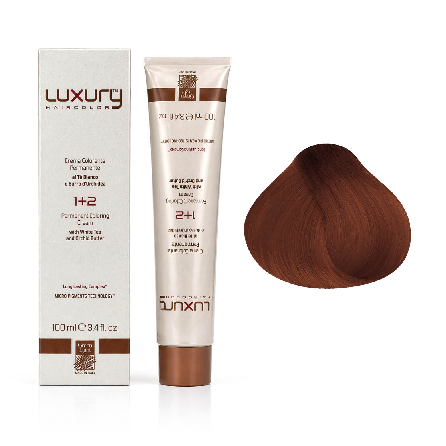 740 7.40 Глубокий медный блондин краска для волос 100 мл/Luxury Hair Color Green Light Deep Copper Blond — изображение 1