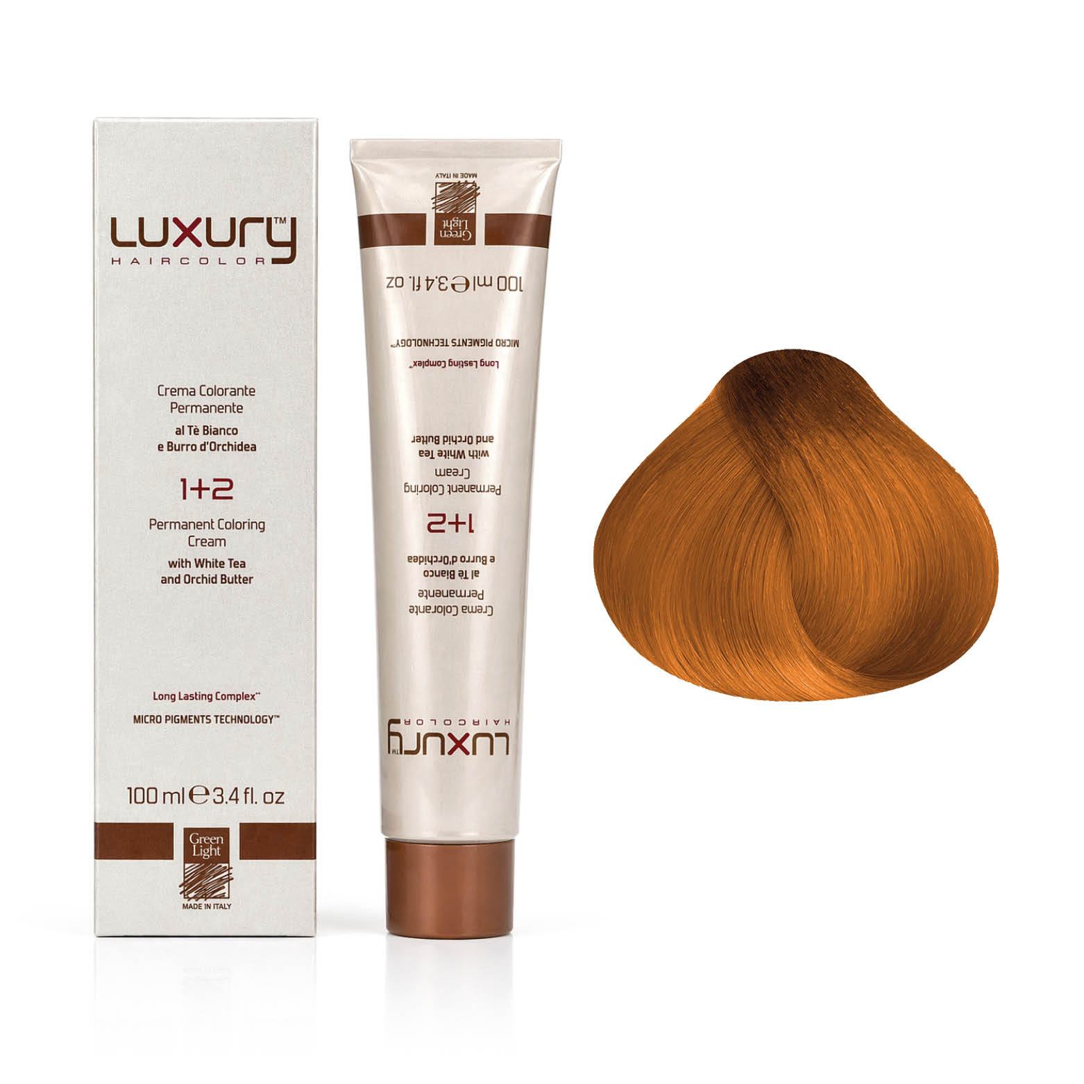 7444 7.444 Эксклюзивный медный блондин краска для волос 100 мл/Luxury Hair Color Green Light Exclusive Co — изображение 1