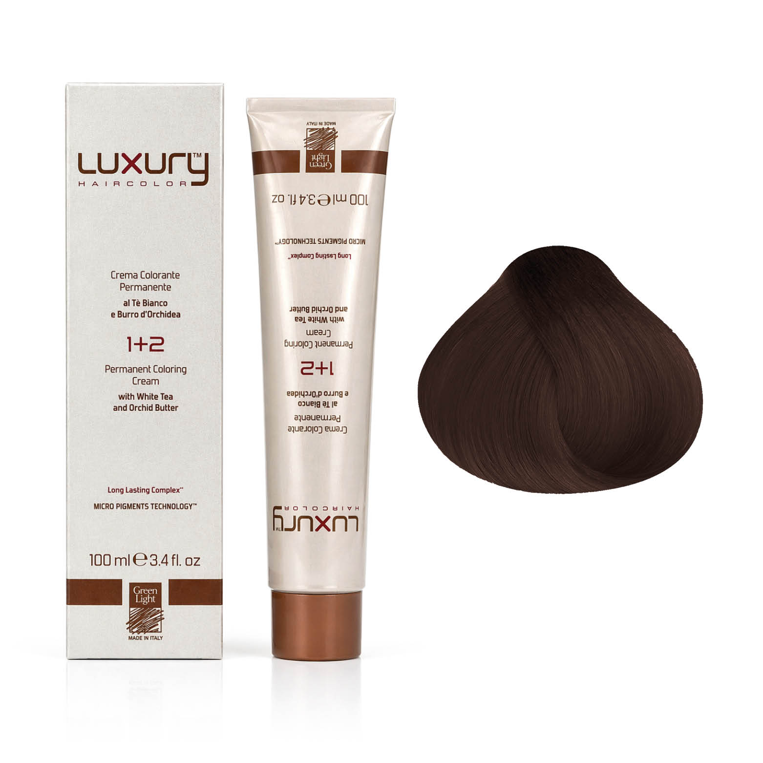 773 7.73 Табачный блондин краска для волос 100 мл/Luxury Hair Color Green Light Tobacco Blond 7.73 — изображение 1