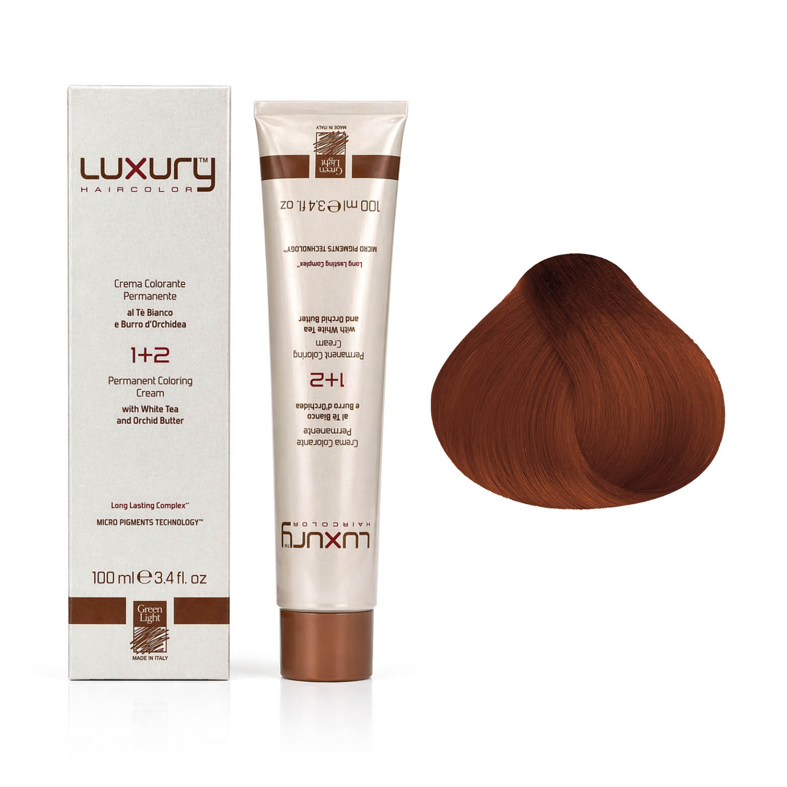 846 8.46 Светлый красный медный блондин краска для волос 100 мл/Luxury Hair Color Green Light Light Copp — изображение 1