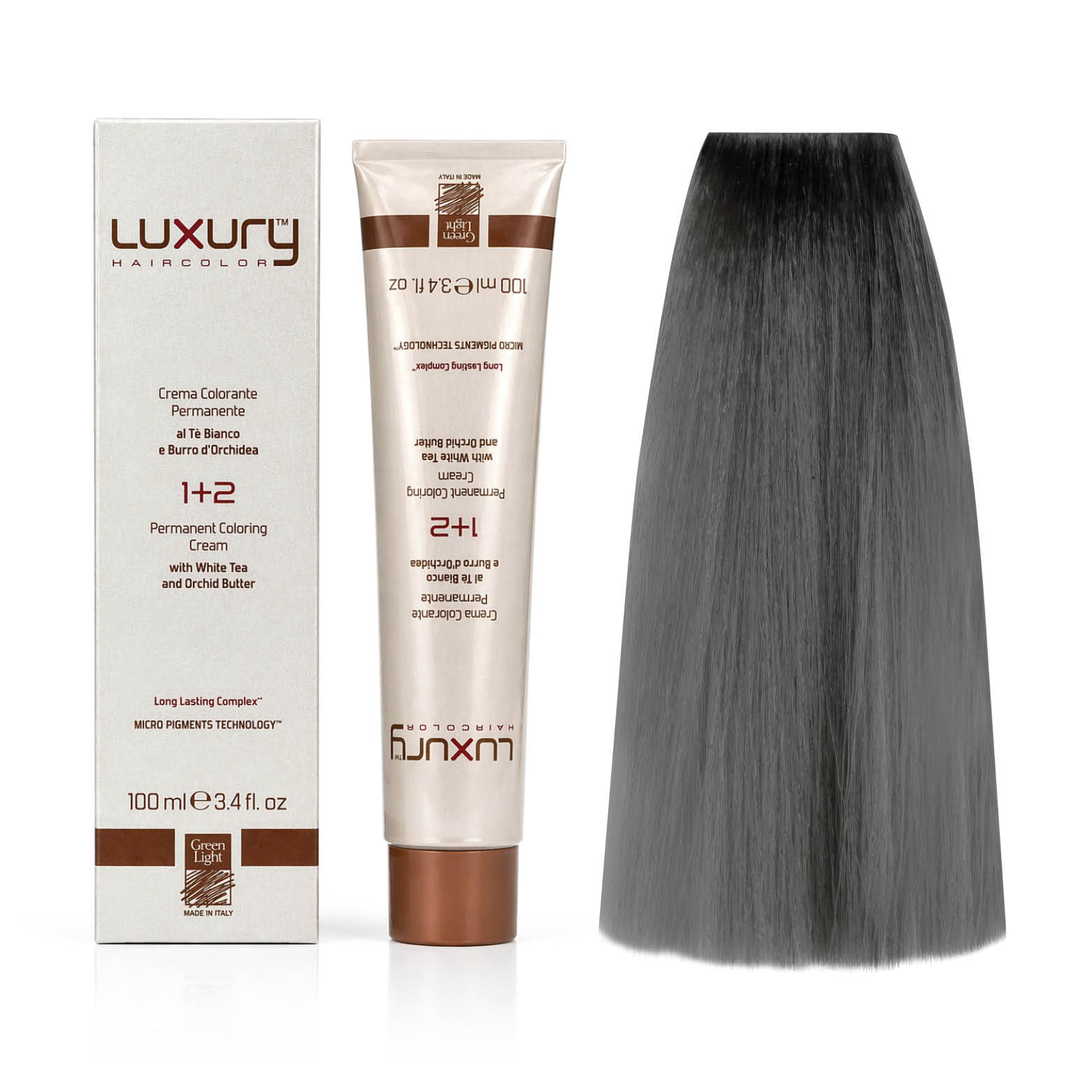 Краски на сайт14 Темный серый тонер краска для волос 100 мл/Luxury Hair Color Green Light Dark Grey — изображение 1