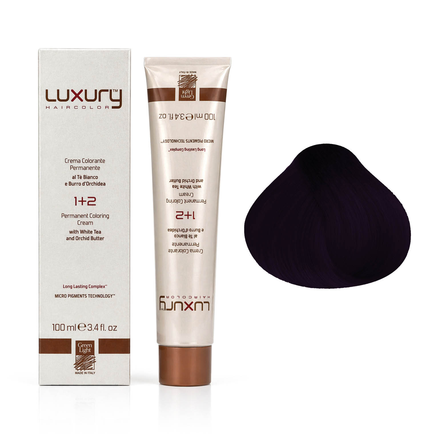 Краски на сайт3 2.2 Темно-коричневый ирис краска для волос 100 мл./Luxury Hair Color Green Light Darkest Irisé Brow — изображение 1